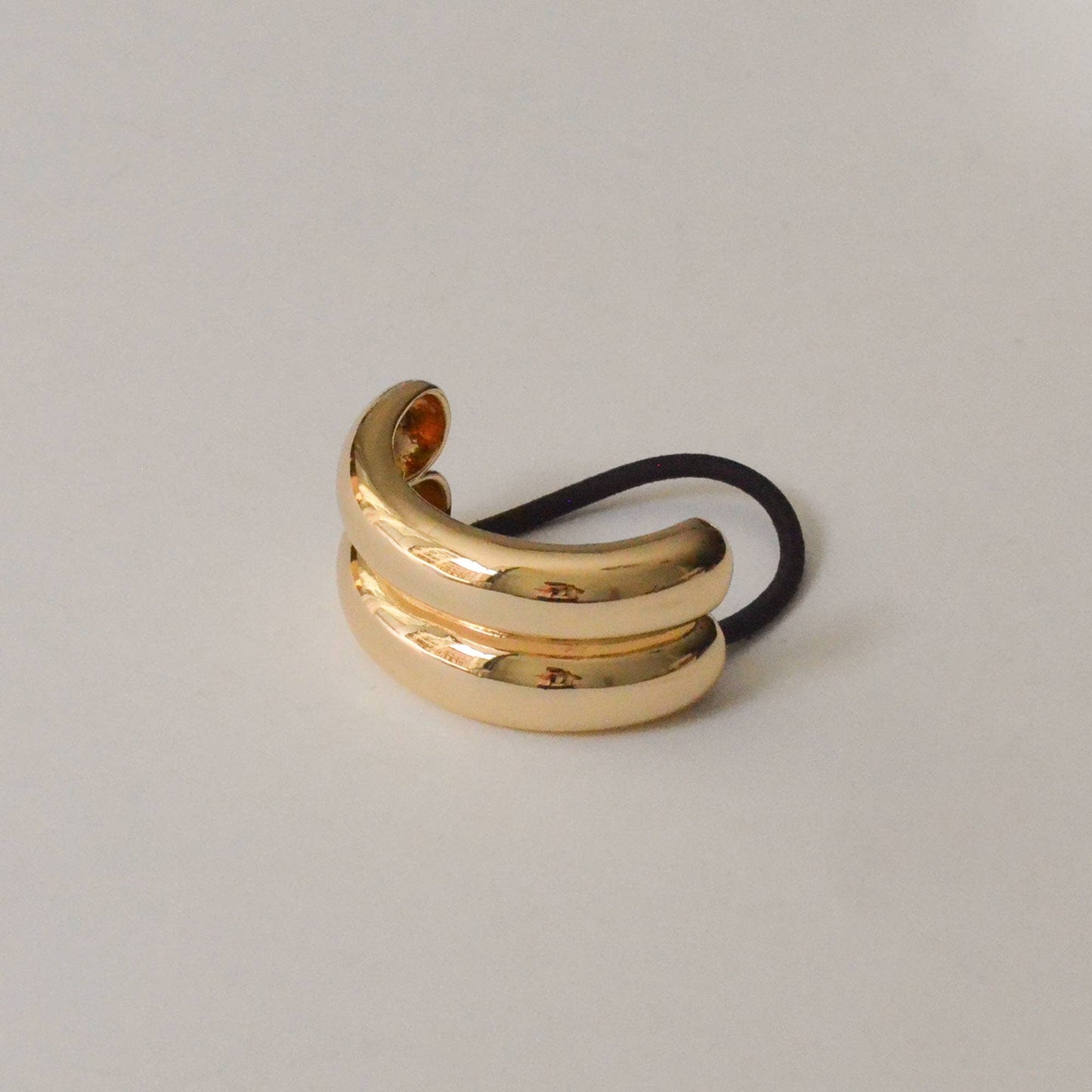 Wide Double Arch Metal Ponytail Hair Tie — Gold