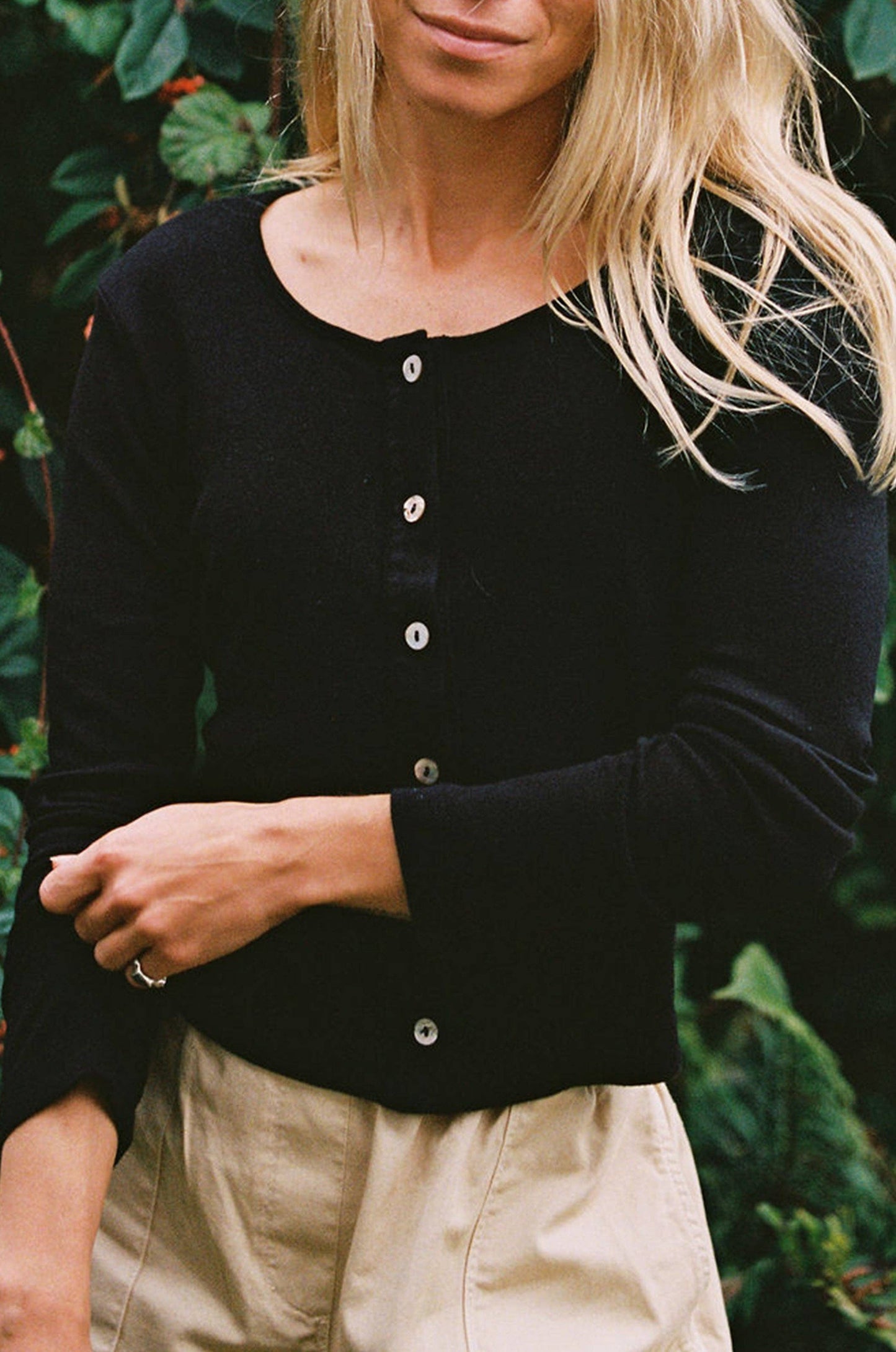 Organic Rib Cardigan — Black