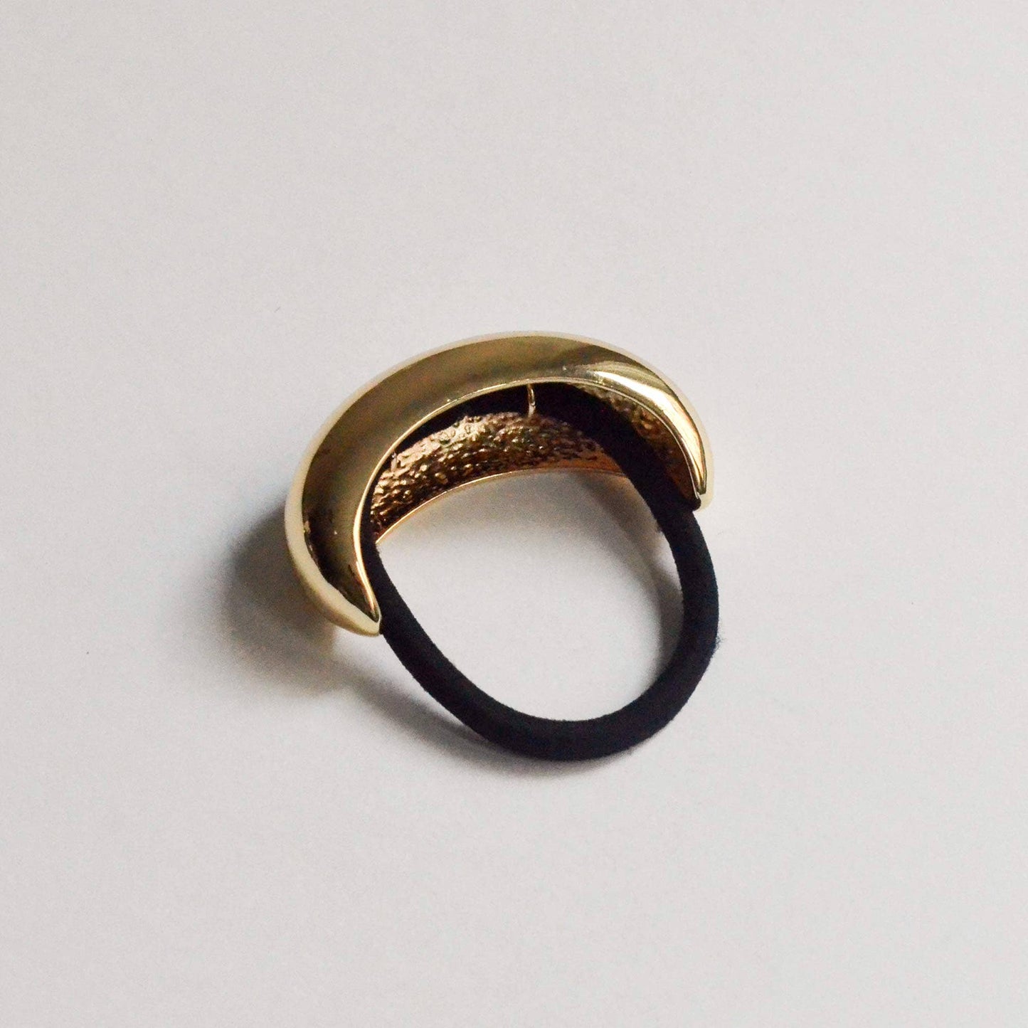 Wide Crescent Metal Ponytail Hair Tie — Gold