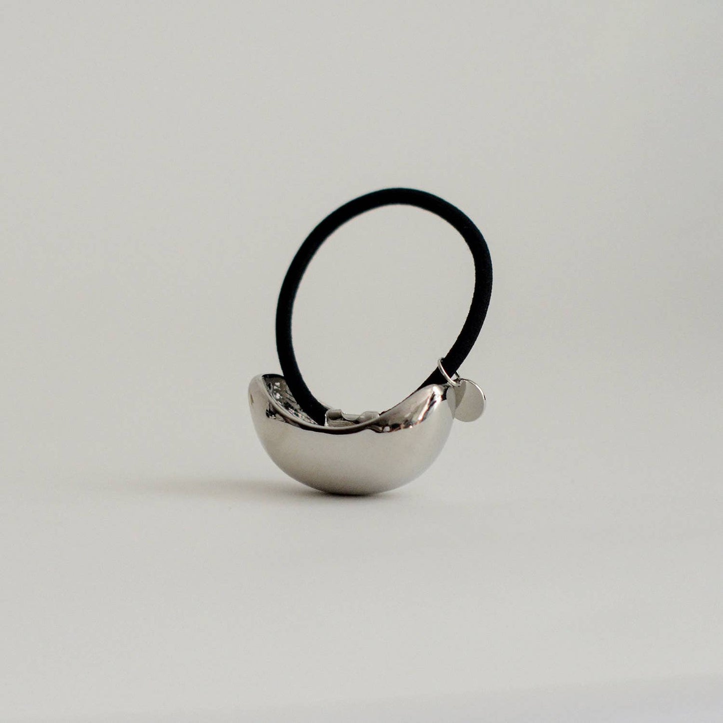 Bold Crescent Metal Cuff Hair Tie — Silver