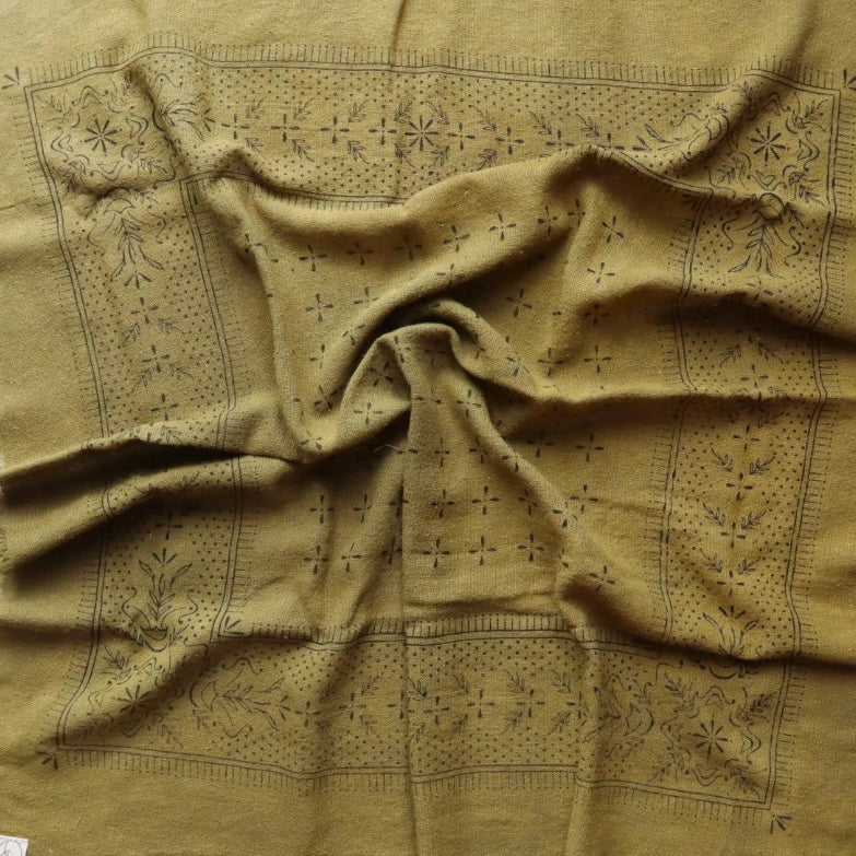 Classic Raw Silk Bandana — Olive Green / Black