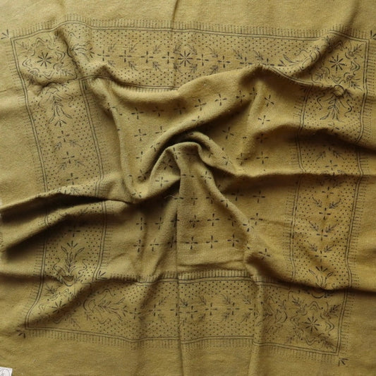 Classic Raw Silk Bandana — Olive Green / Black