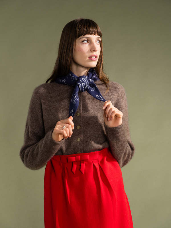 Cashmere Bandana Scarf — Navy
