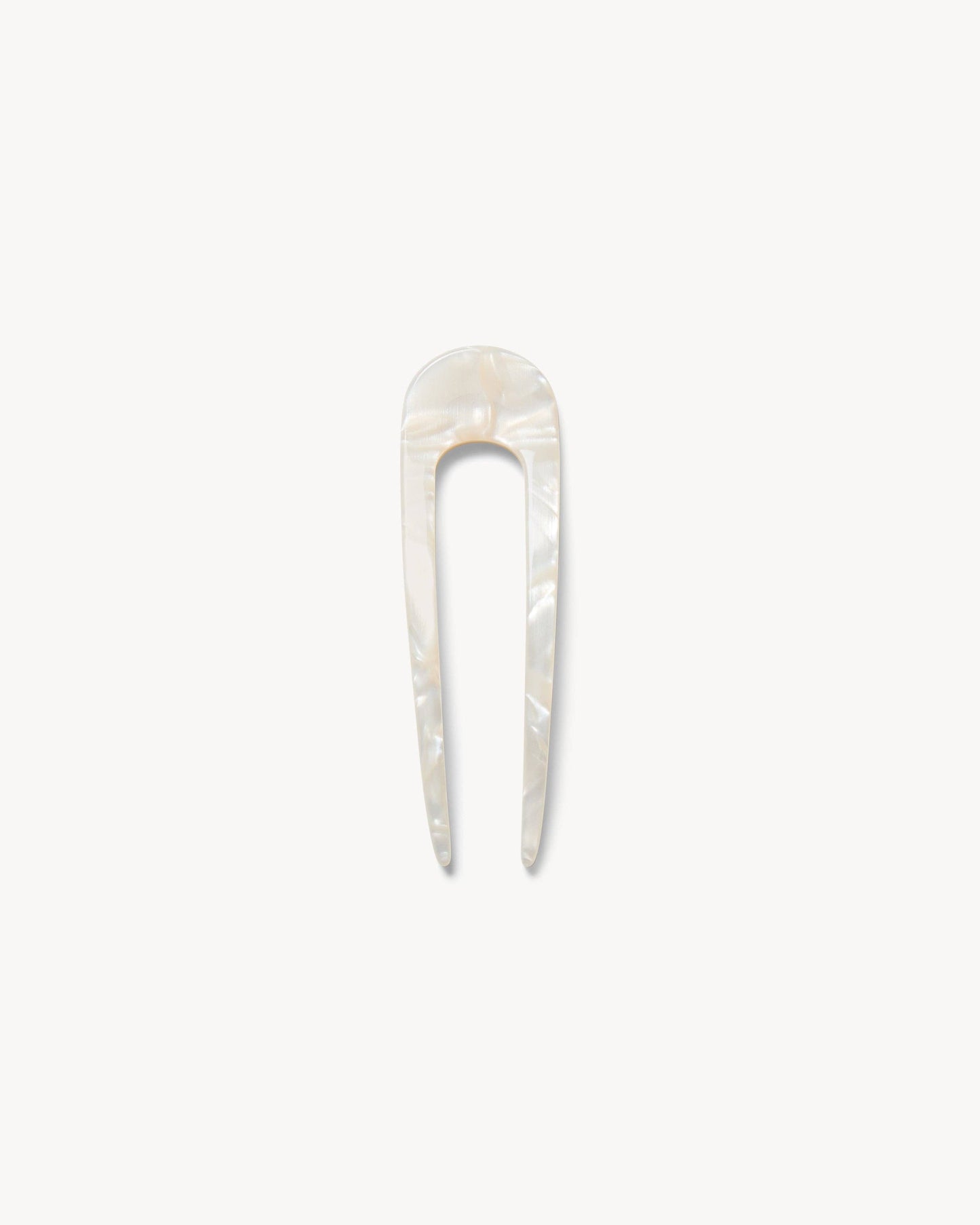 Mini French Hair Pin — White Shell