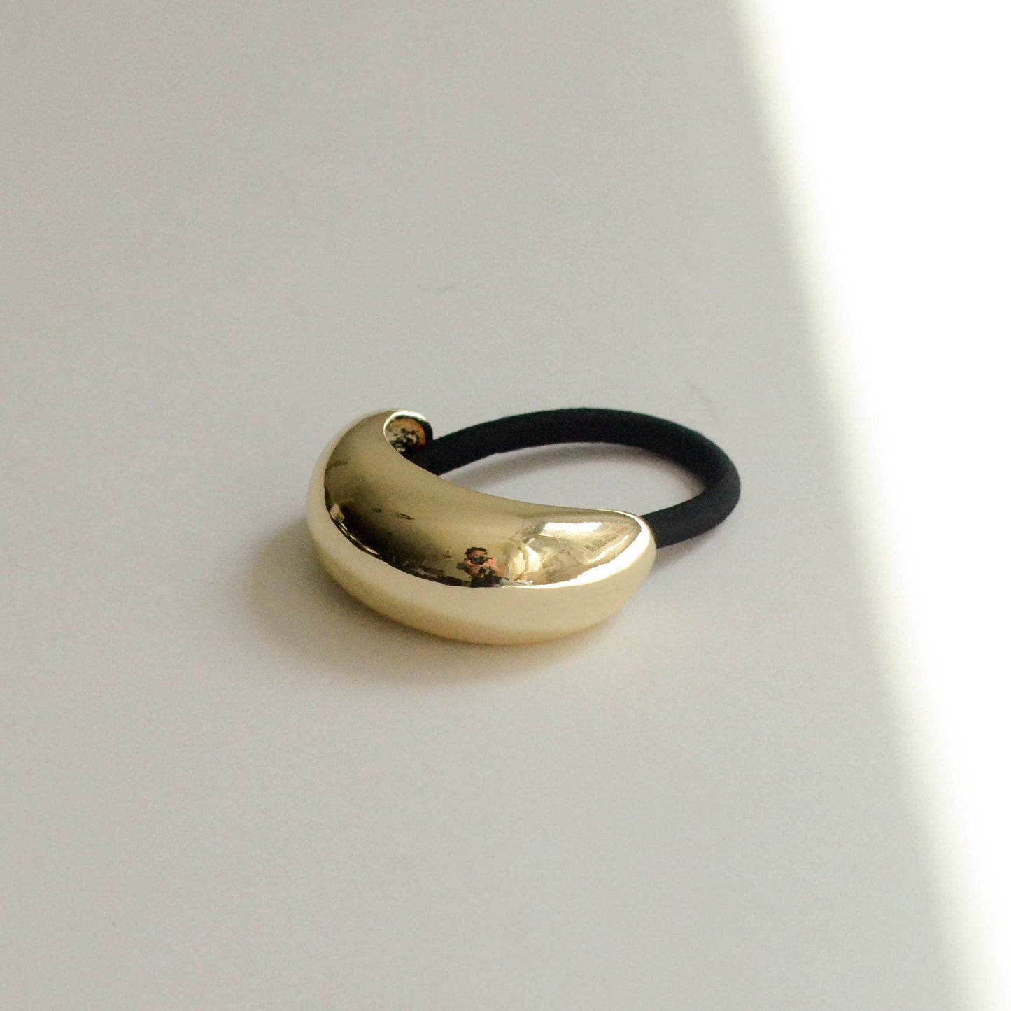 Narrow Crescent Metal Cuff Hair Tie — Gold