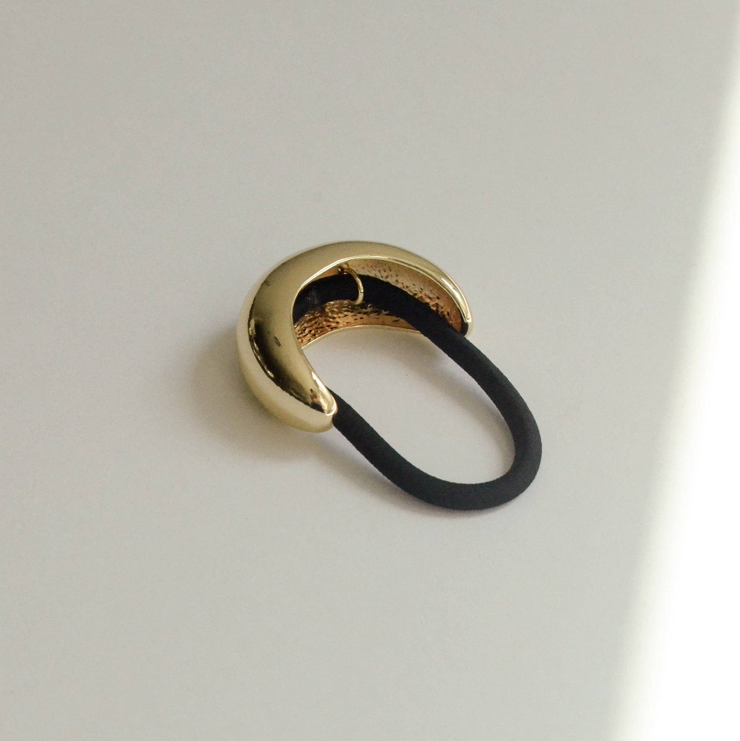 Narrow Crescent Metal Cuff Hair Tie — Gold