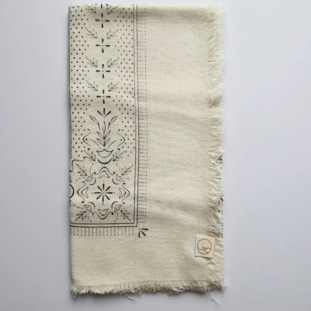 Classic Raw Silk Bandana — Cream / Black