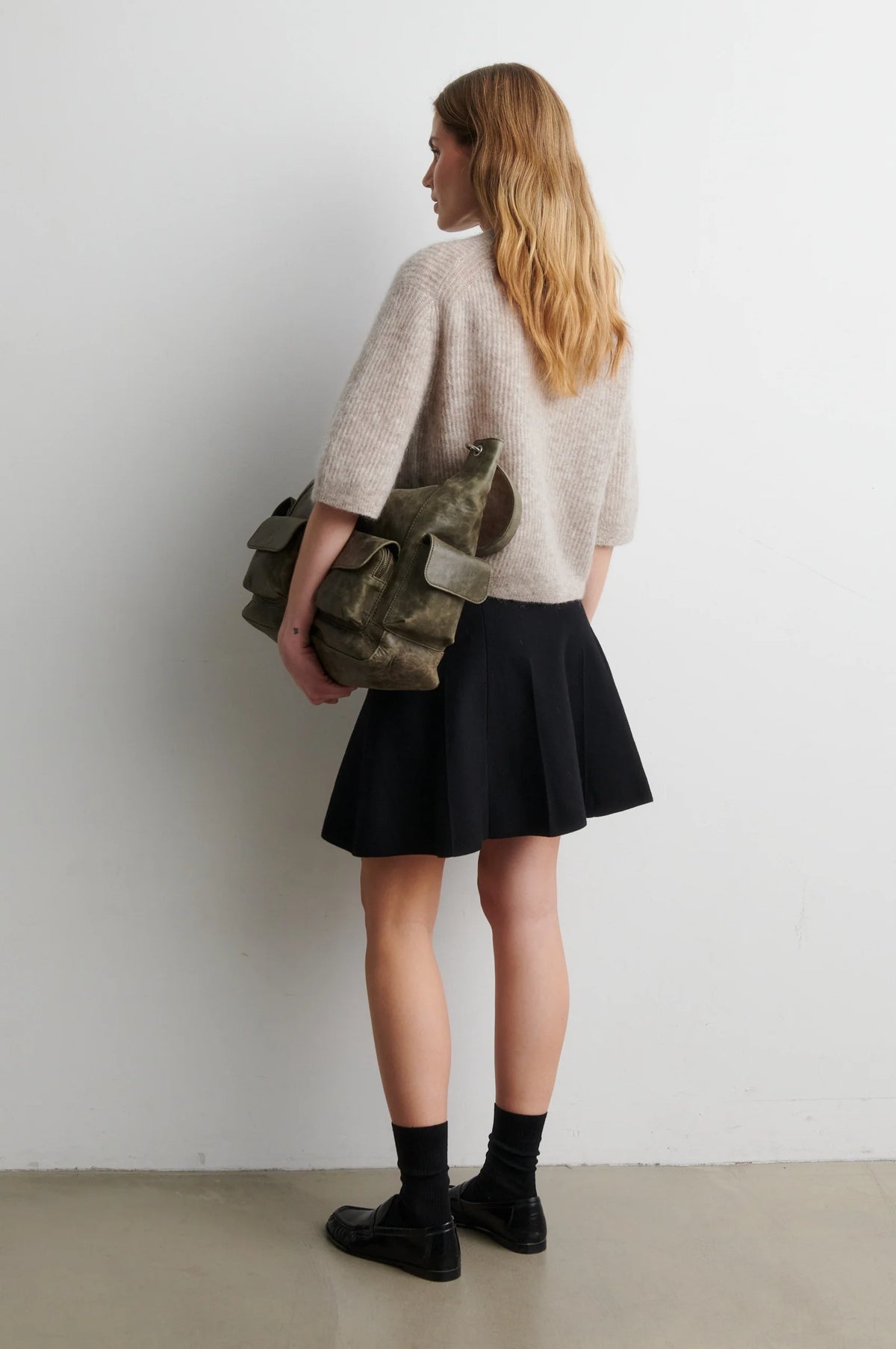 Andrea Knit Rib Cardigan — Light Beige Melange
