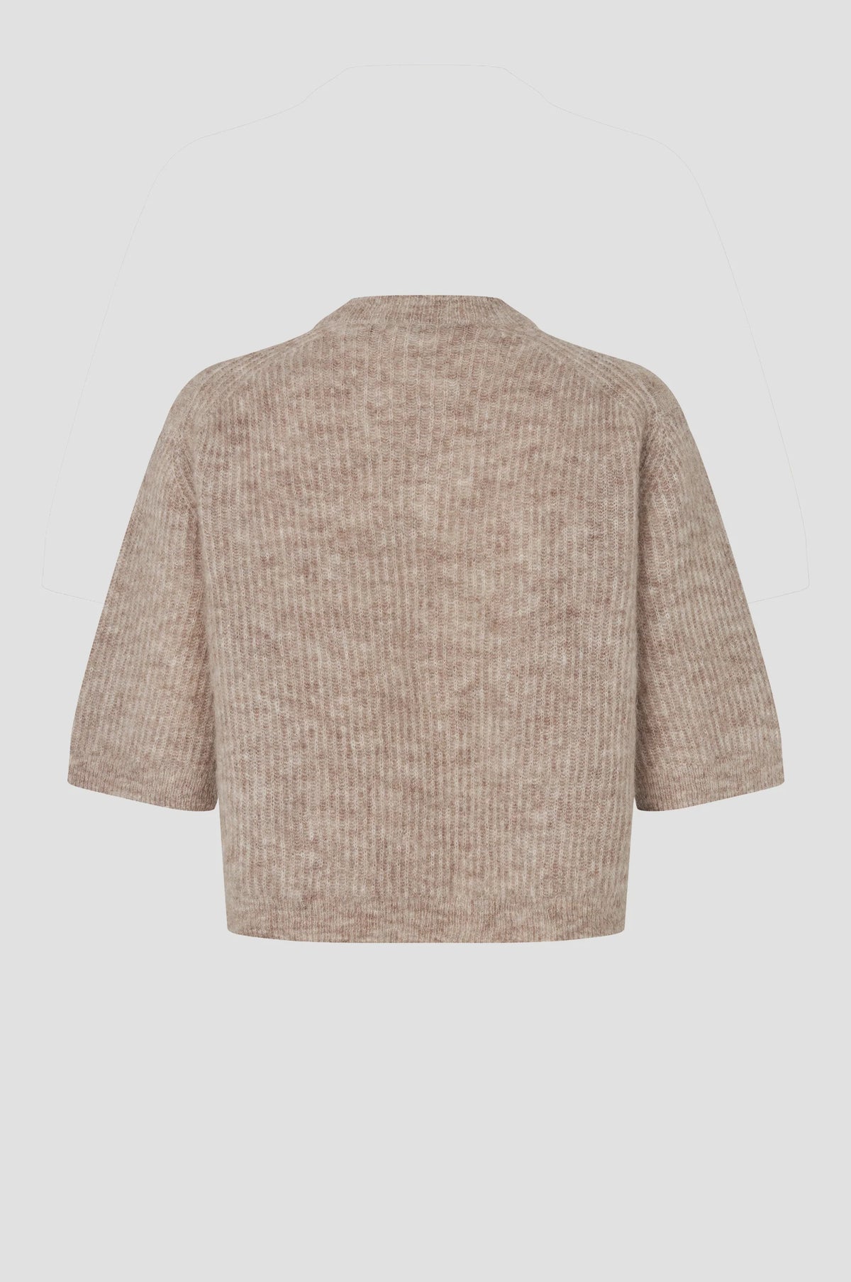 Andrea Knit Rib Cardigan — Light Beige Melange