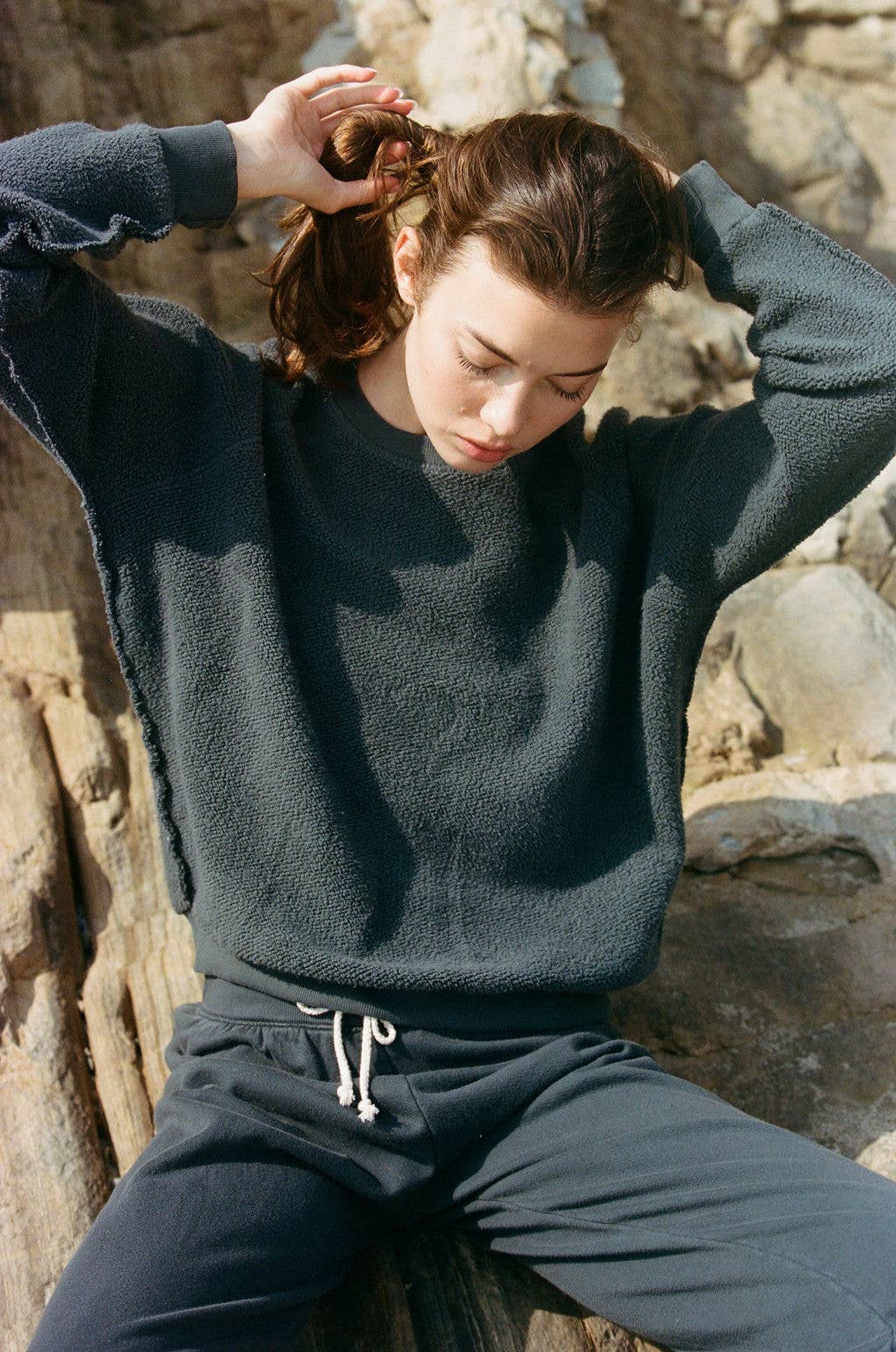 Inside Out Garment Washed Pullover - Washed Black