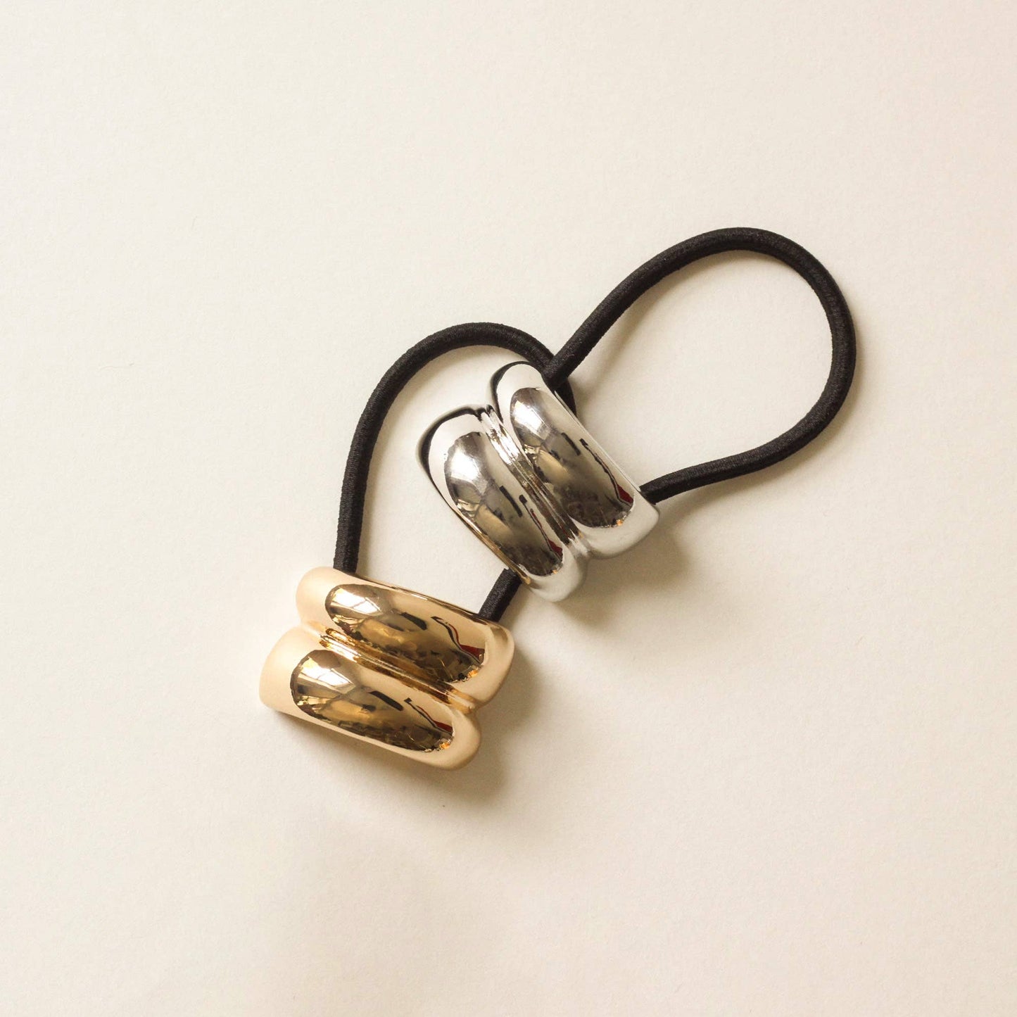 Mini Double Arch Metal Ponytail Hair Tie — Gold