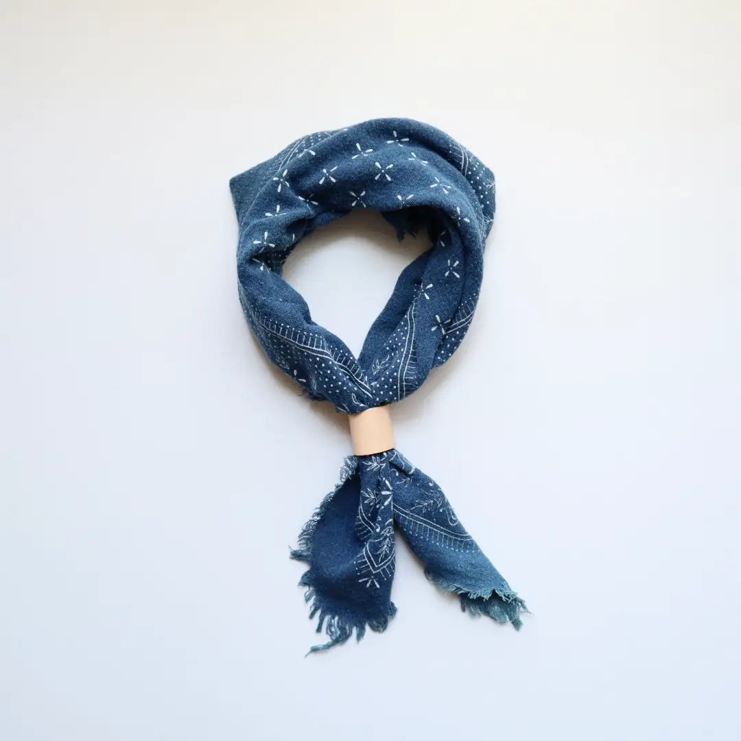 Classic Raw Silk Bandana — Indigo / White