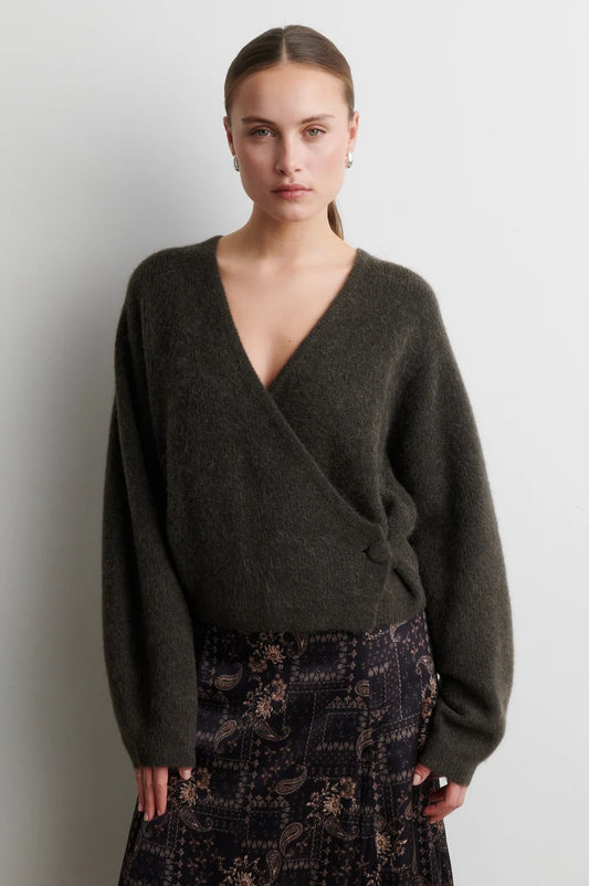 Gabby Wrap Knit — Black Olive