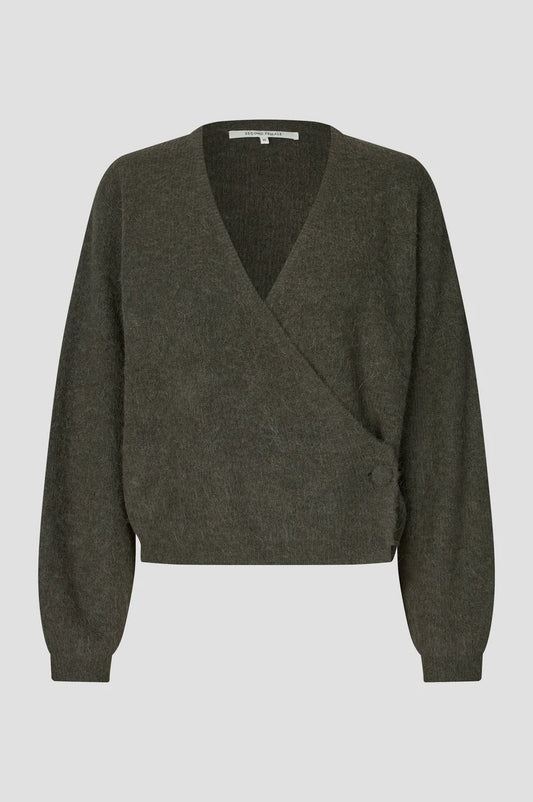 Gabby Wrap Knit — Black Olive