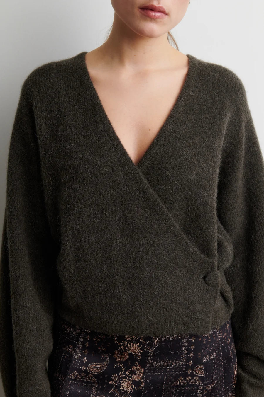 Gabby Wrap Knit — Black Olive