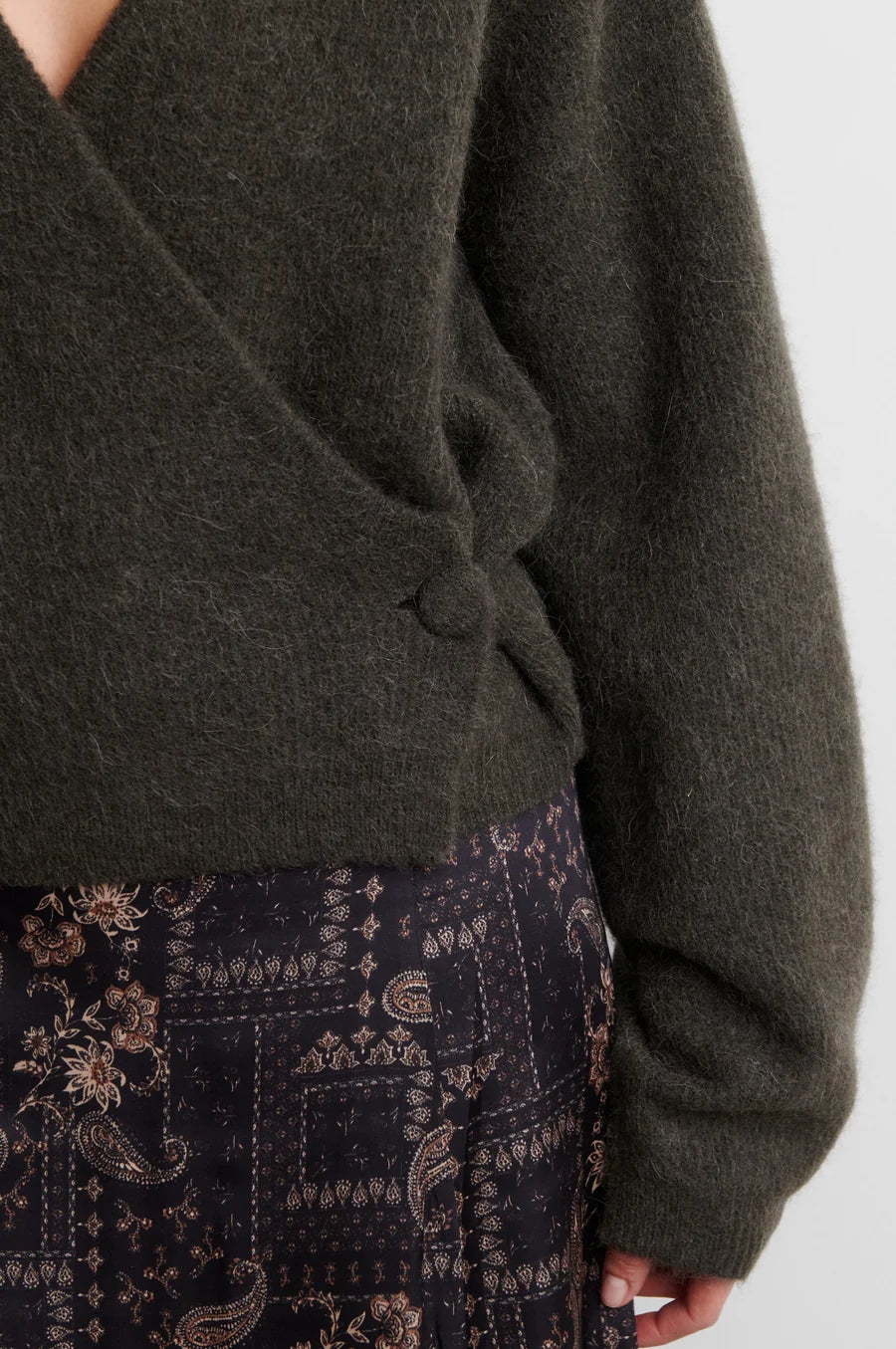 Gabby Wrap Knit — Black Olive