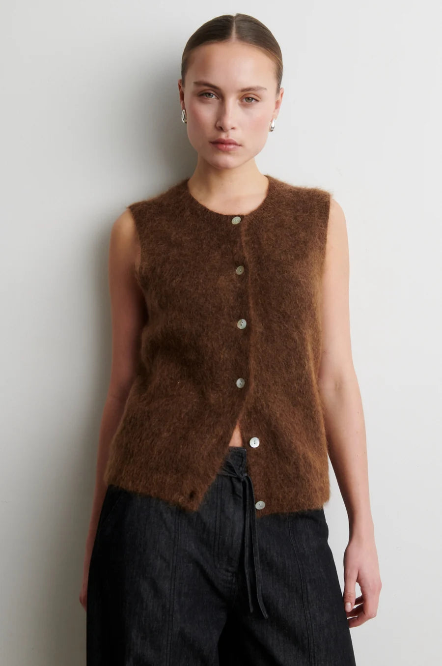 Brook Knit Button Vest — Carafe