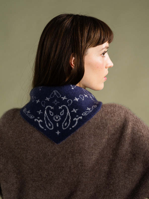 Cashmere Bandana Scarf — Navy