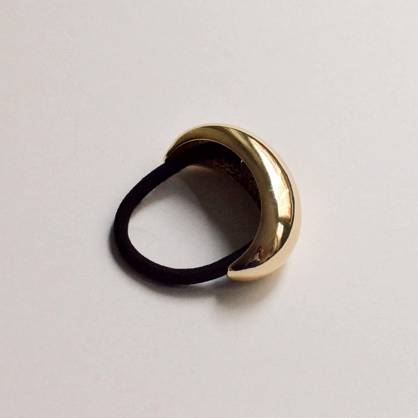 Wide Crescent Metal Ponytail Hair Tie — Gold