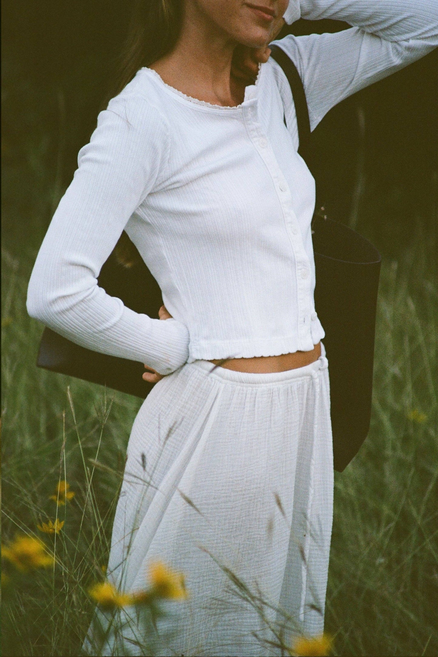 Posie Pointelle Cardigan — White