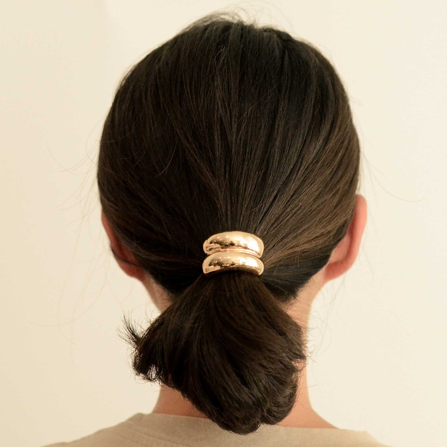 Mini Double Arch Metal Ponytail Hair Tie — Gold
