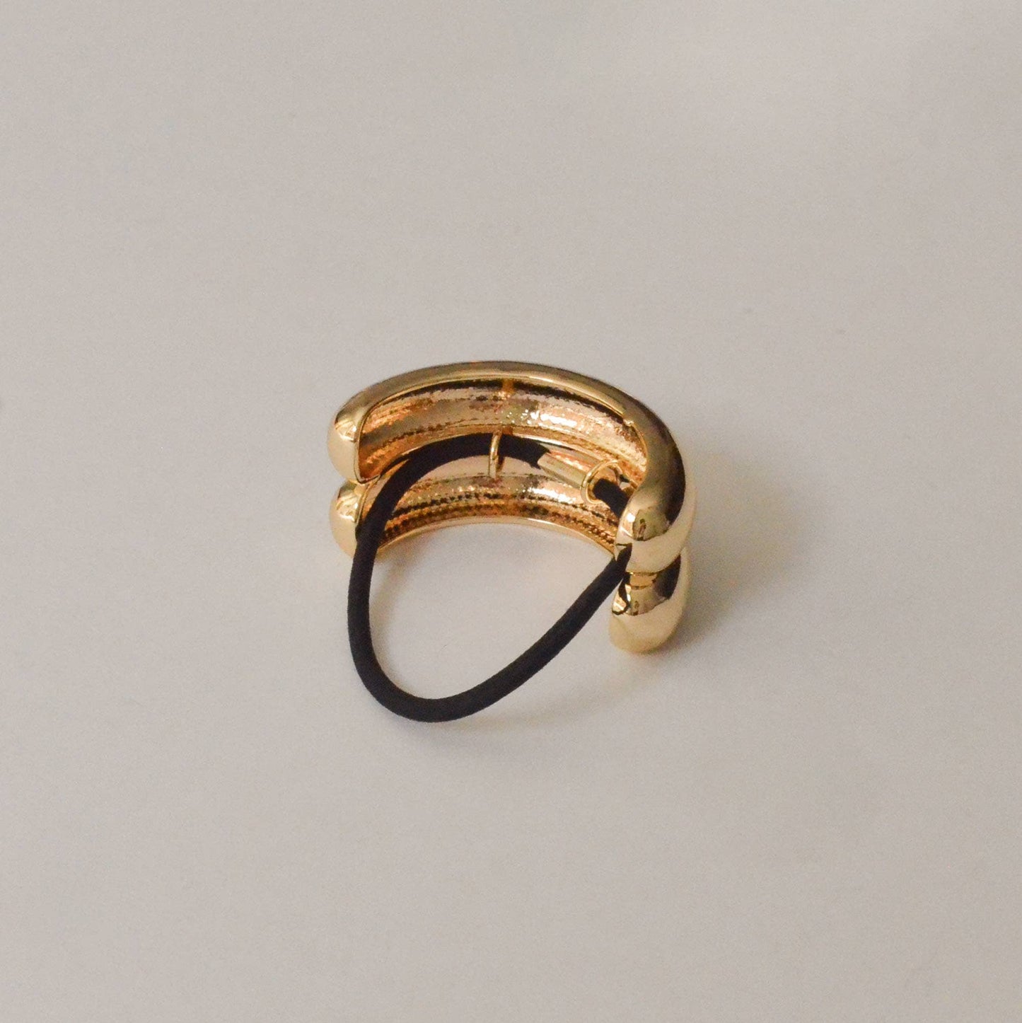 Wide Double Arch Metal Ponytail Hair Tie — Gold