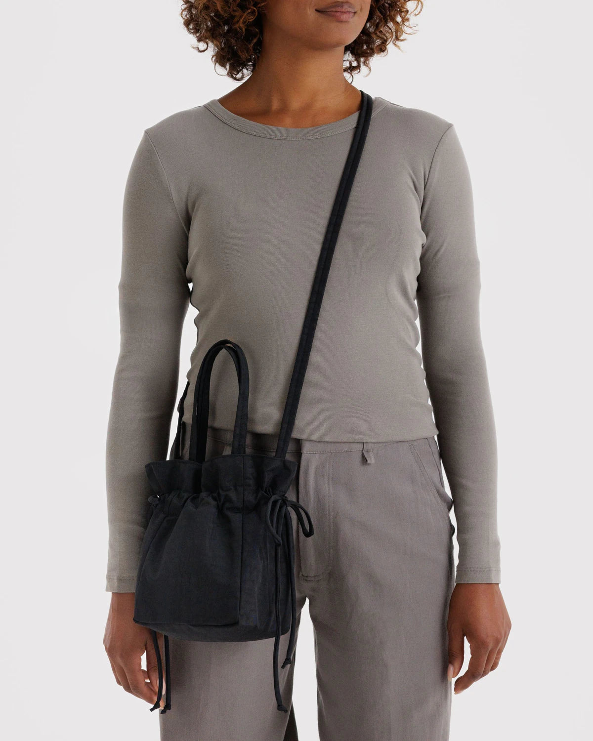 Nylon Drawstring Bag — Black