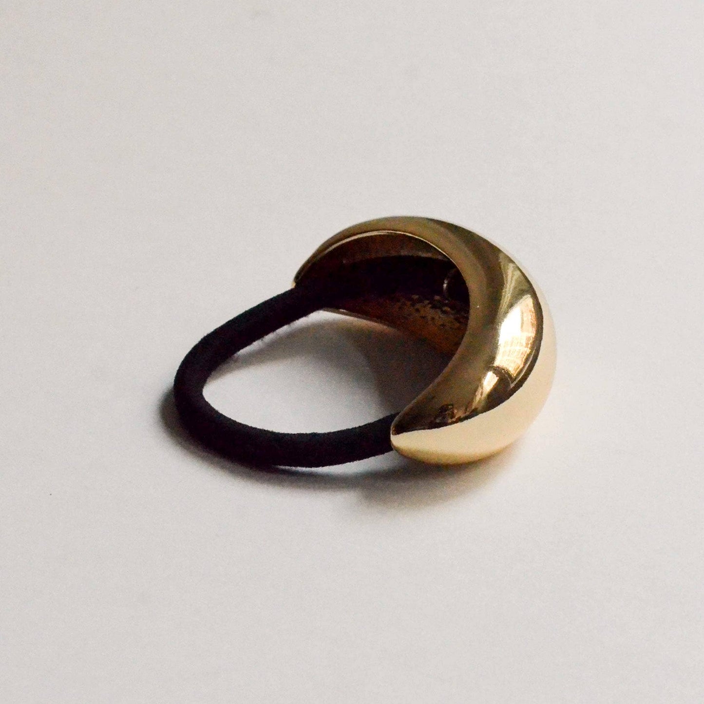 Wide Crescent Metal Ponytail Hair Tie — Gold