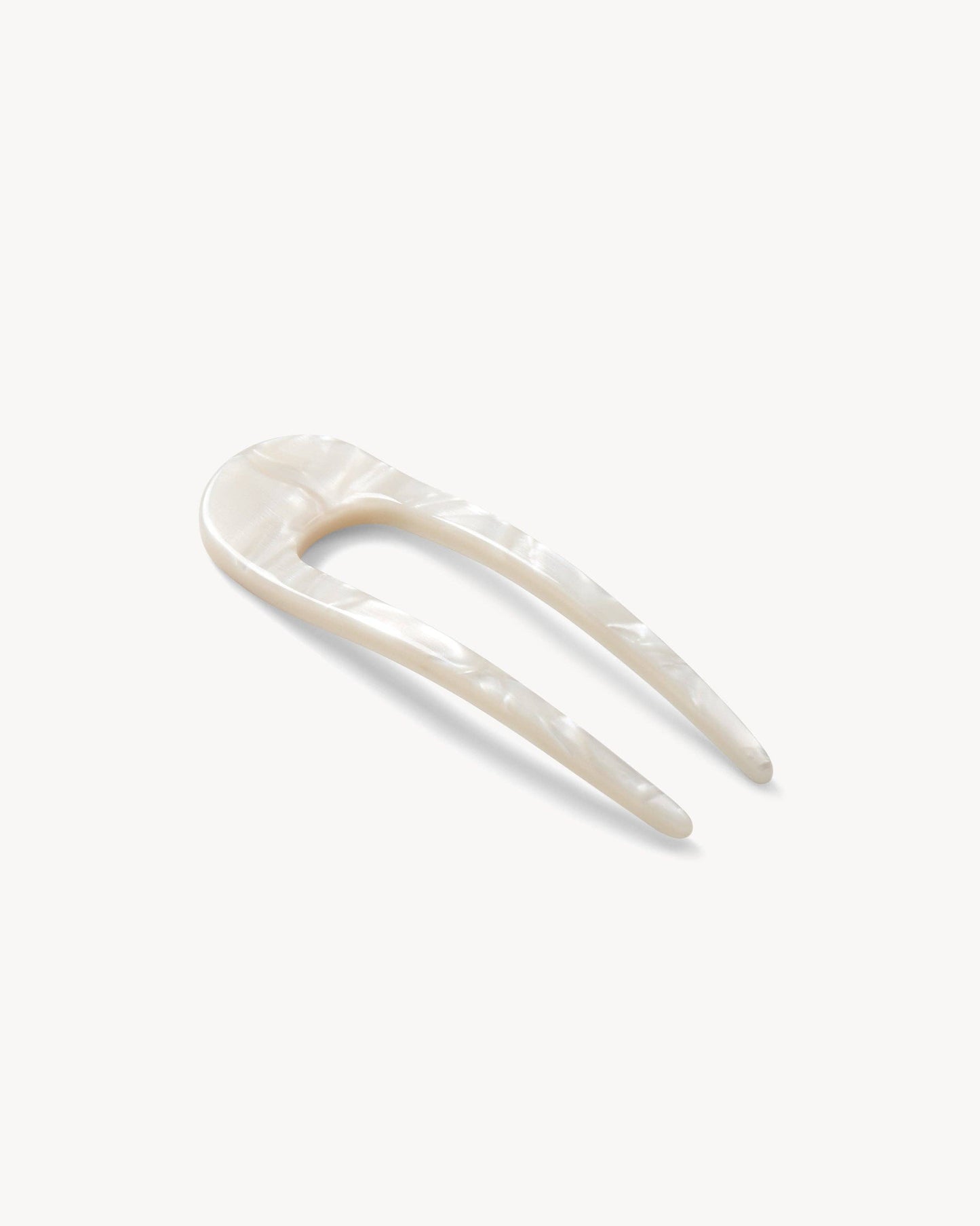 Mini French Hair Pin — White Shell