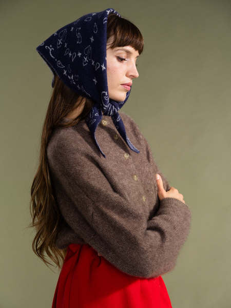 Cashmere Bandana Scarf — Navy