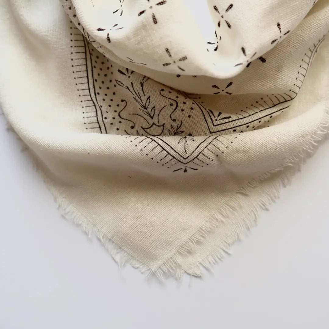 Classic Raw Silk Bandana — Cream / Black
