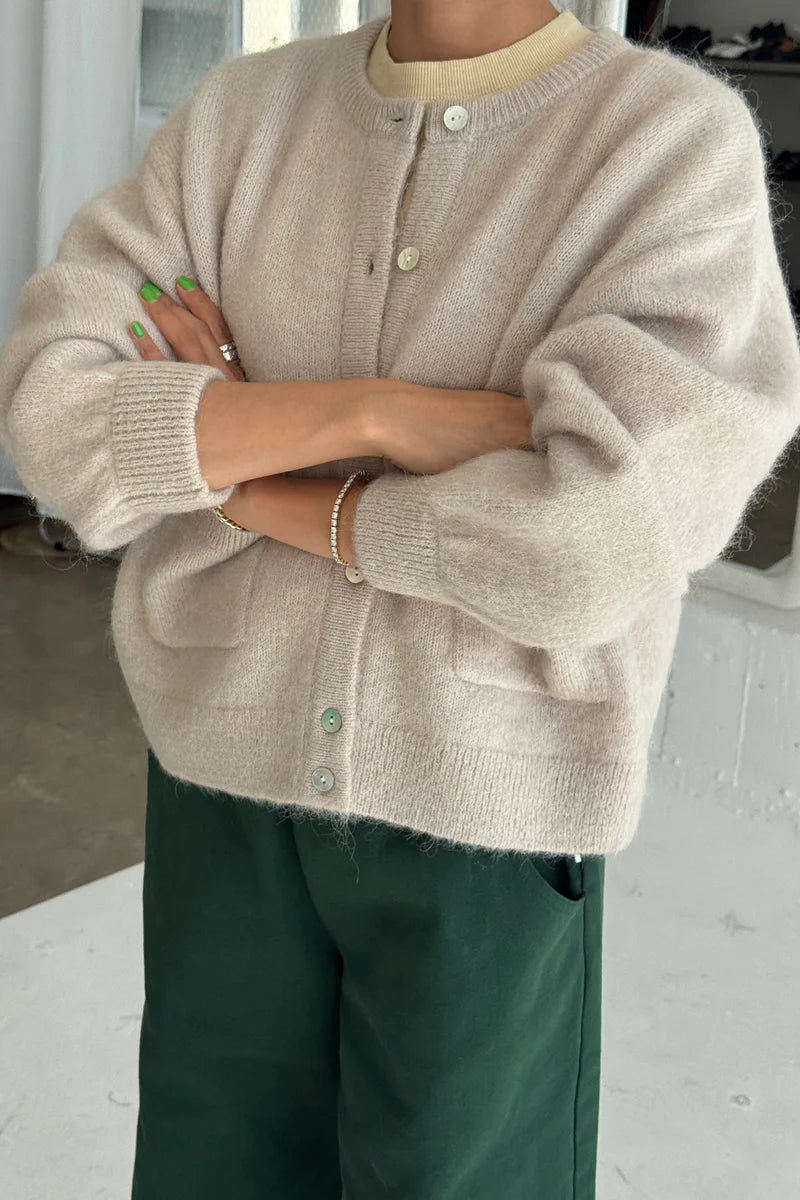 Amélie Alpaca Cardigan - Smoke