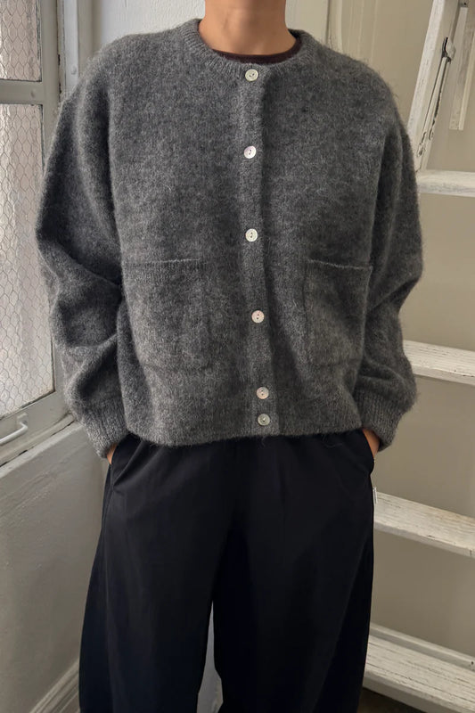 Amélie Alpaca Cardigan - Charcoal