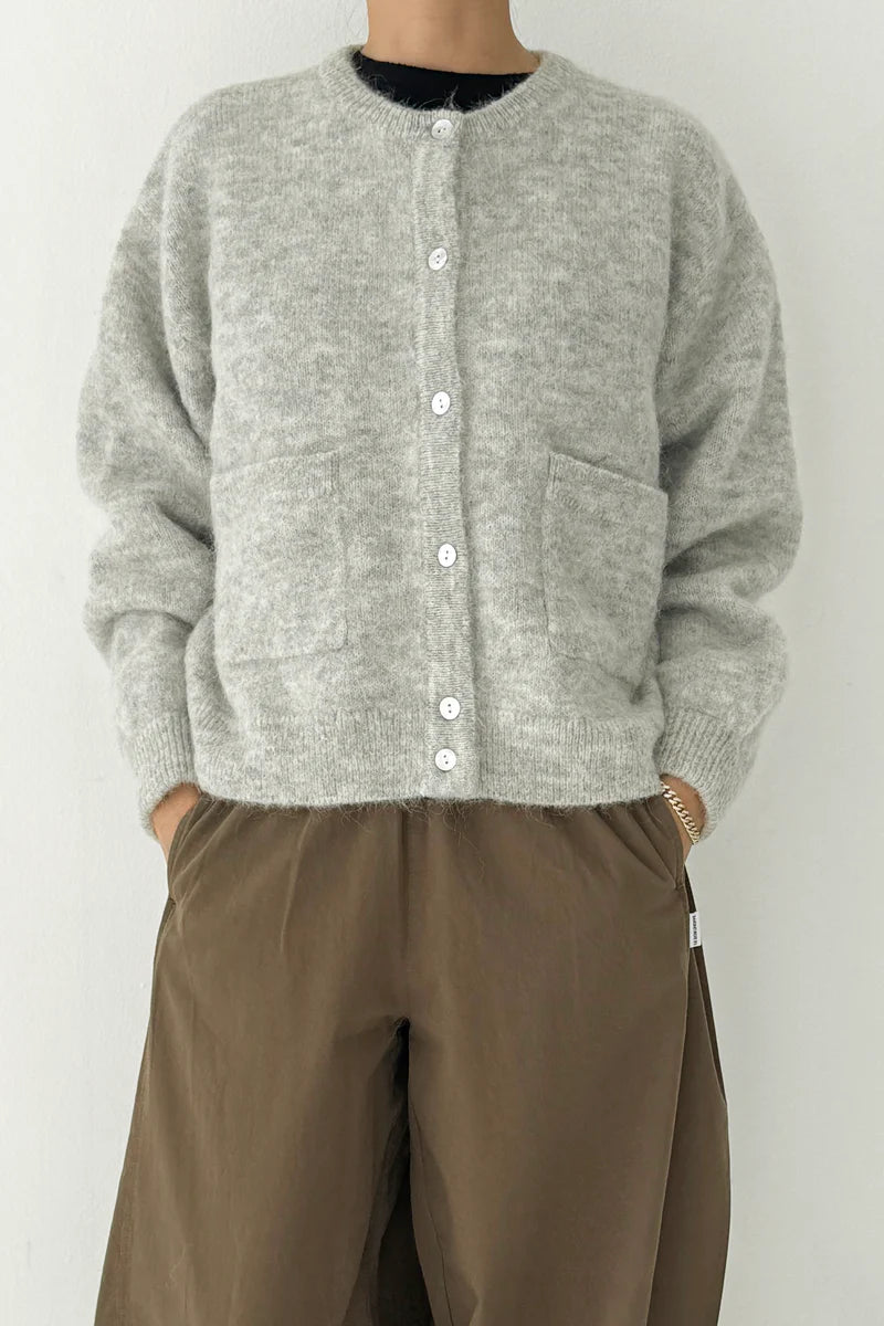 Amélie Alpaca Cardigan - Light Grey