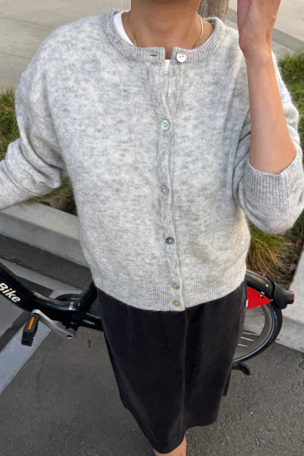 Ayla Mohair Cardigan — Heather Grey