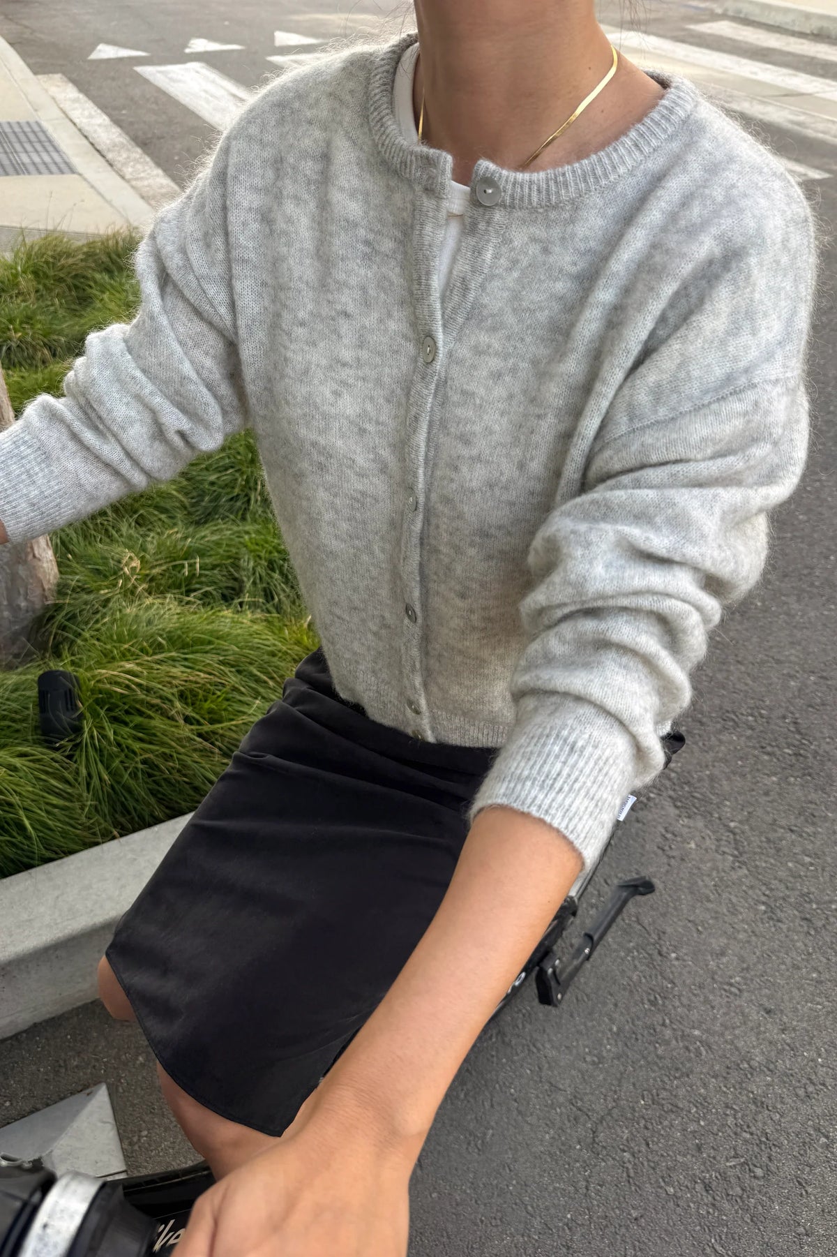 Ayla Mohair Cardigan — Heather Grey