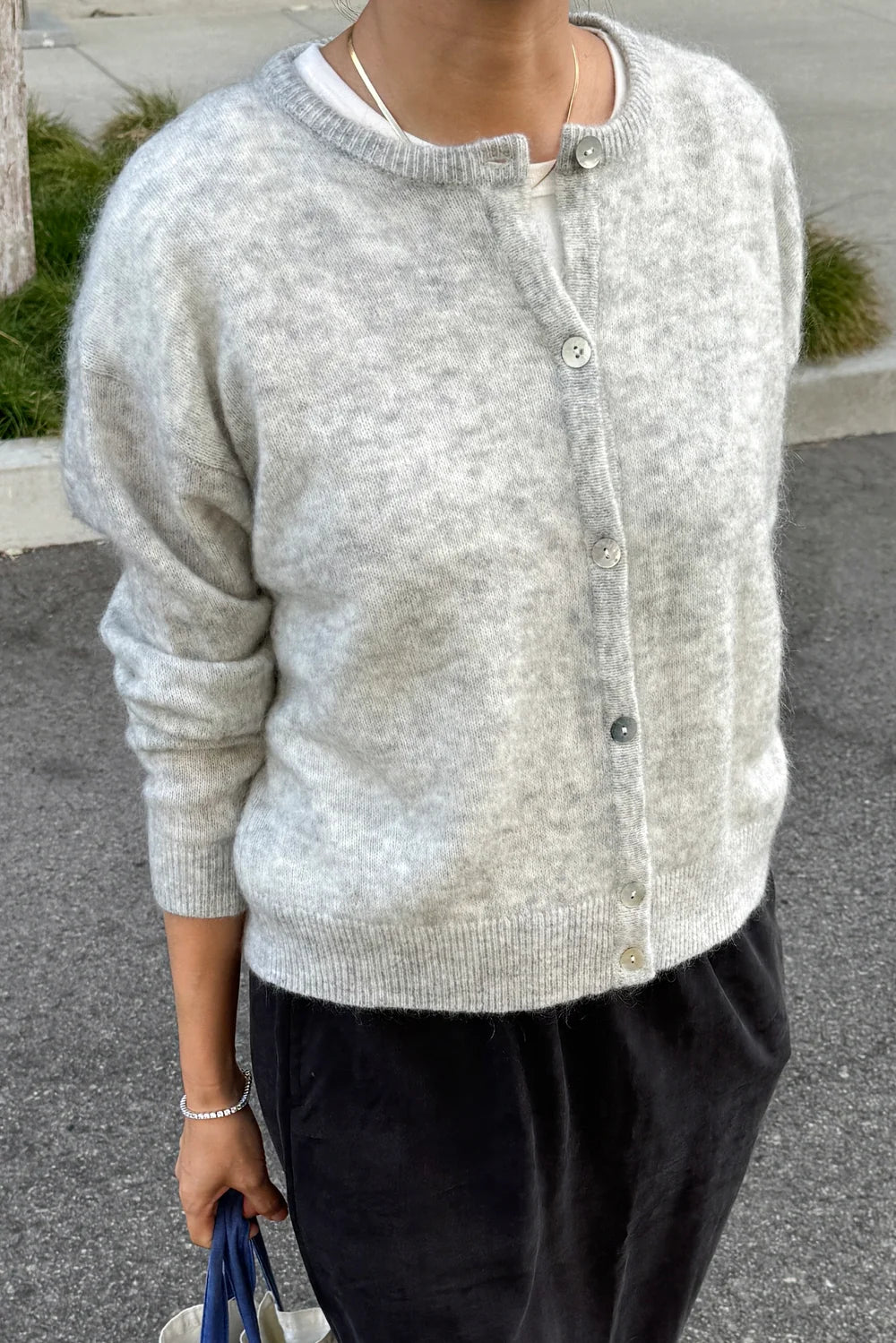 Ayla Mohair Cardigan — Heather Grey