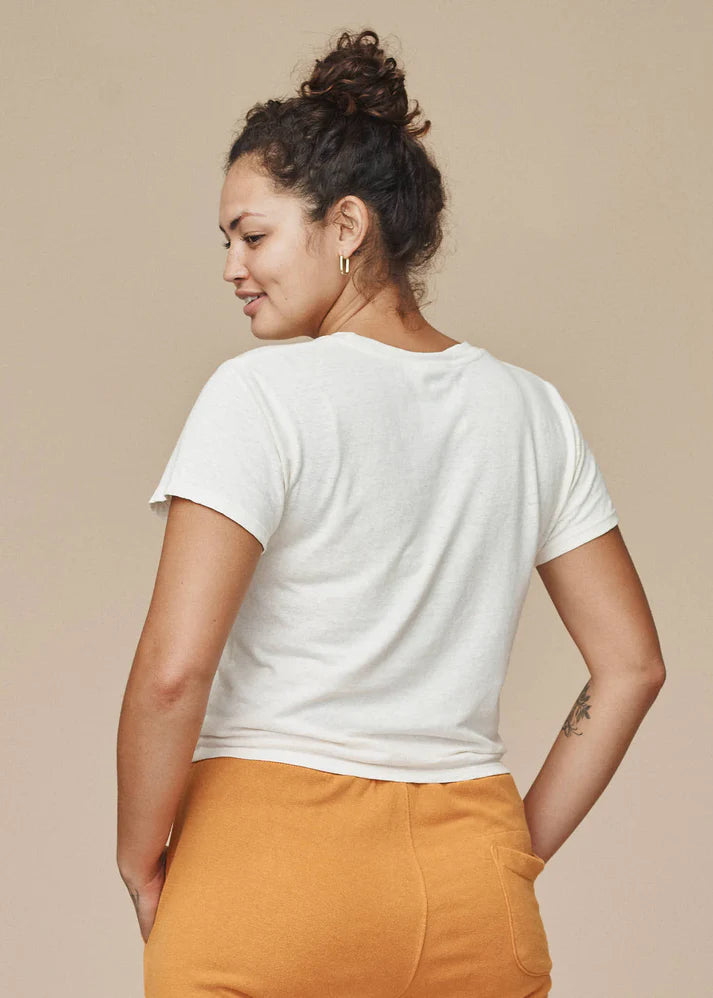 Cropped Lorel Tee - Washed White