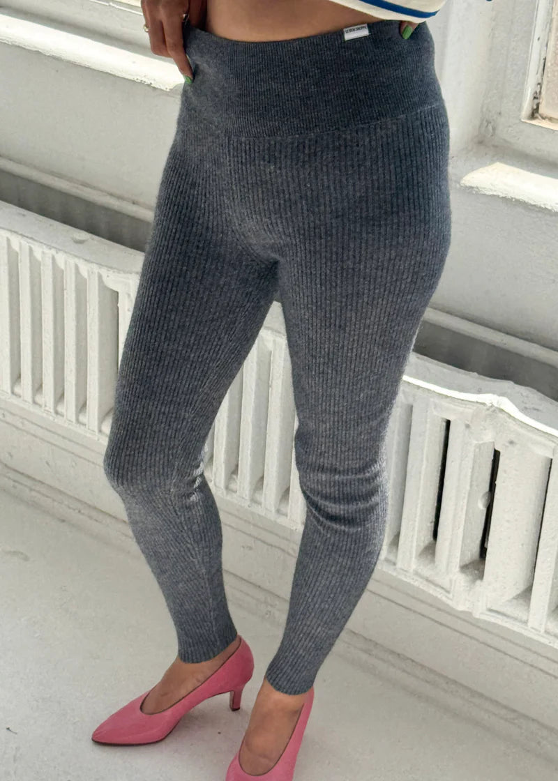 Cashmere Ribbed Leggings - Charcoal