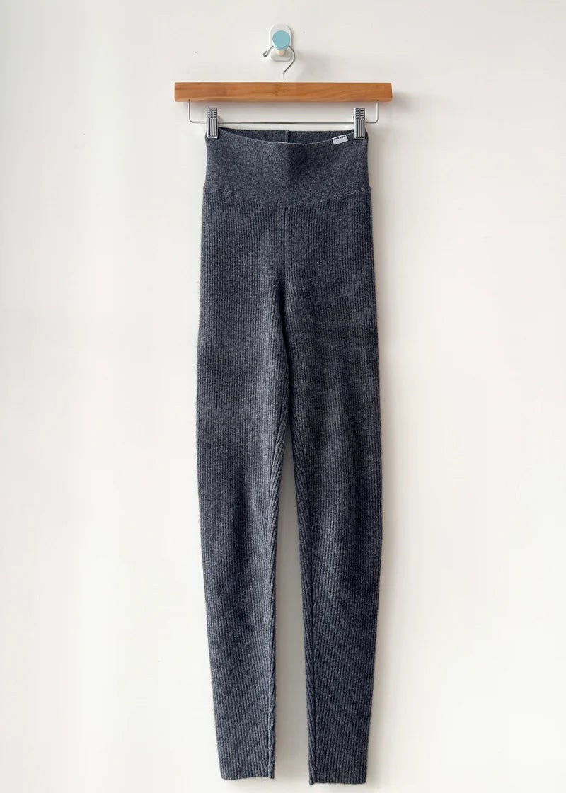 Cashmere Ribbed Leggings - Charcoal