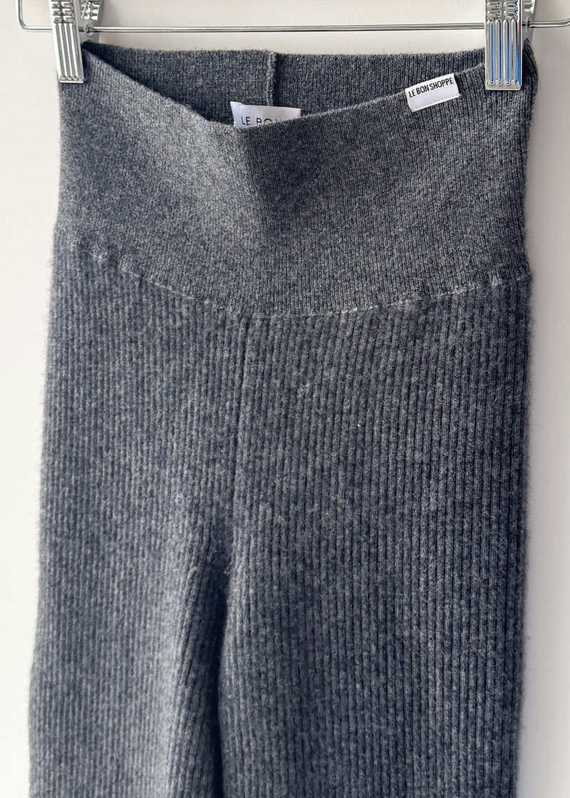 Cashmere Ribbed Leggings - Charcoal