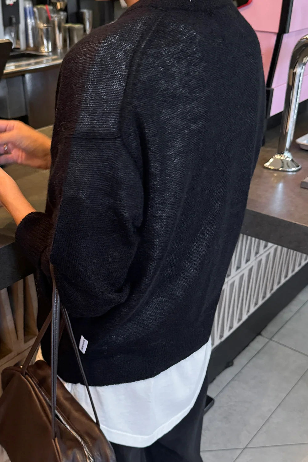 Cecile Crew Neck Mohair Sweater — Black