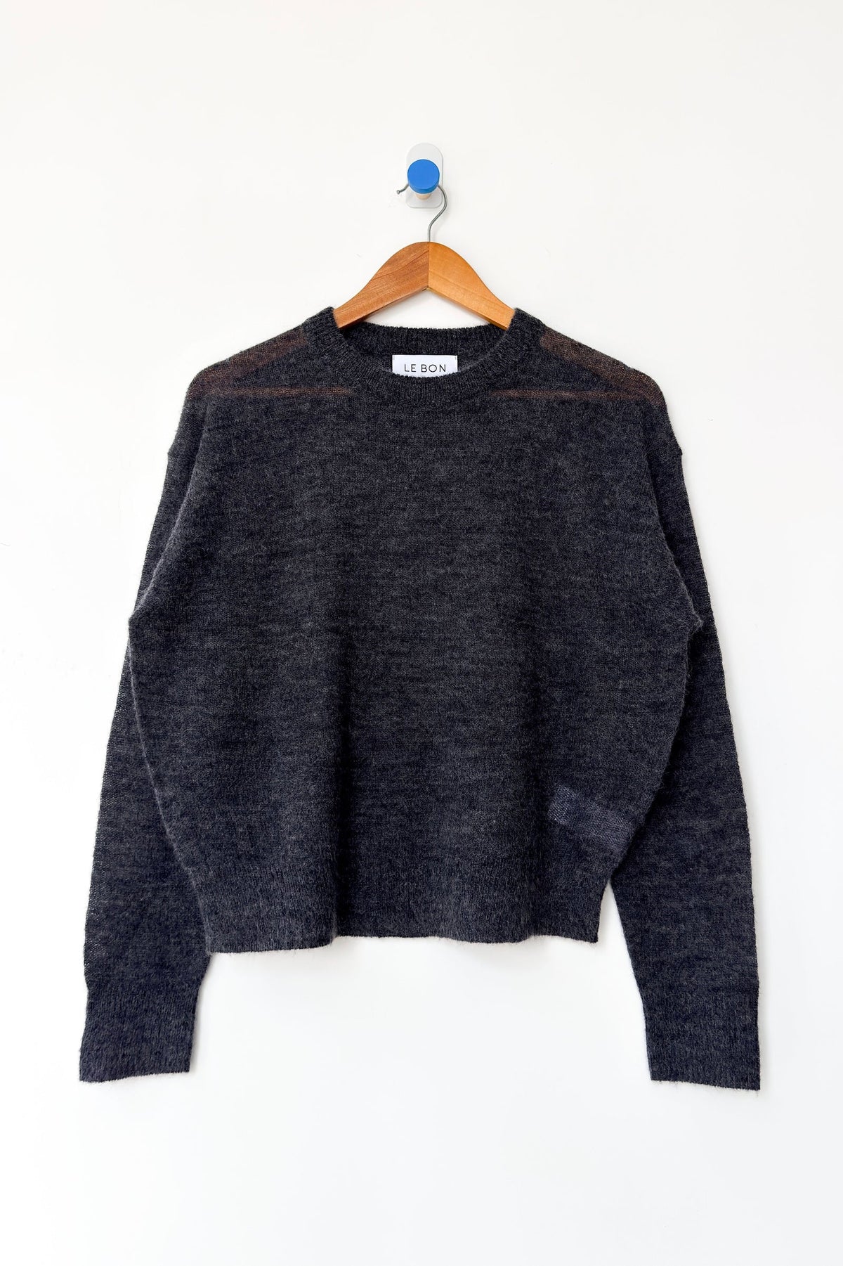 Cecile Crew Neck Mohair Sweater — Charcoal