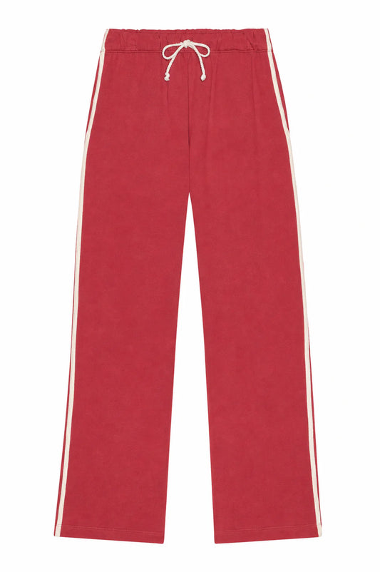 Eco Terry Stripe Crop Pant — Raspberry