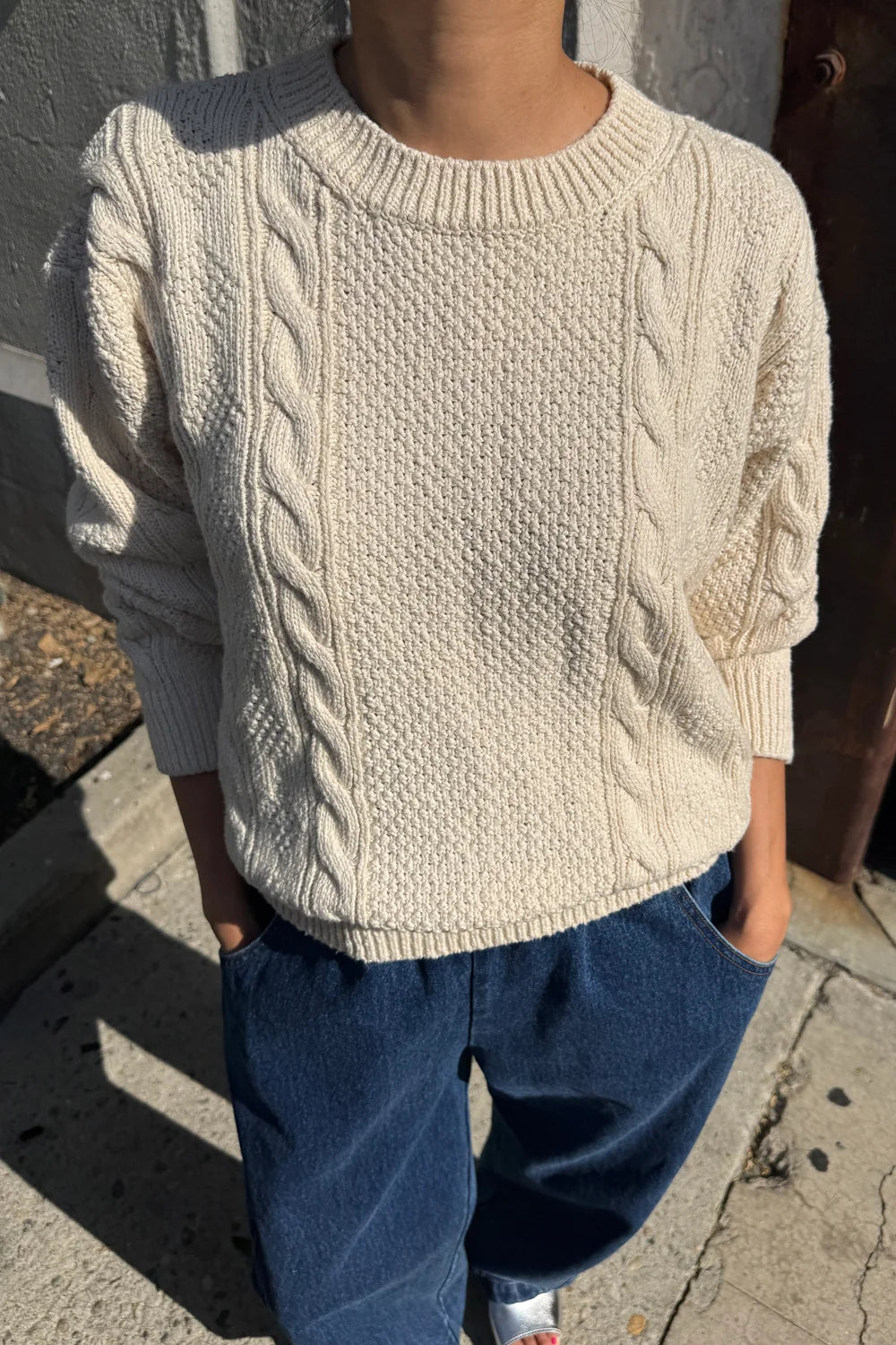 Cotton Fisherman Sweater — Naturel