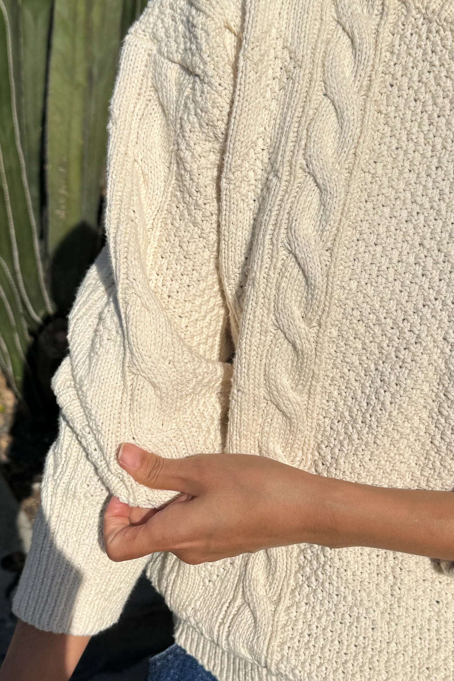 Cotton Fisherman Sweater — Naturel
