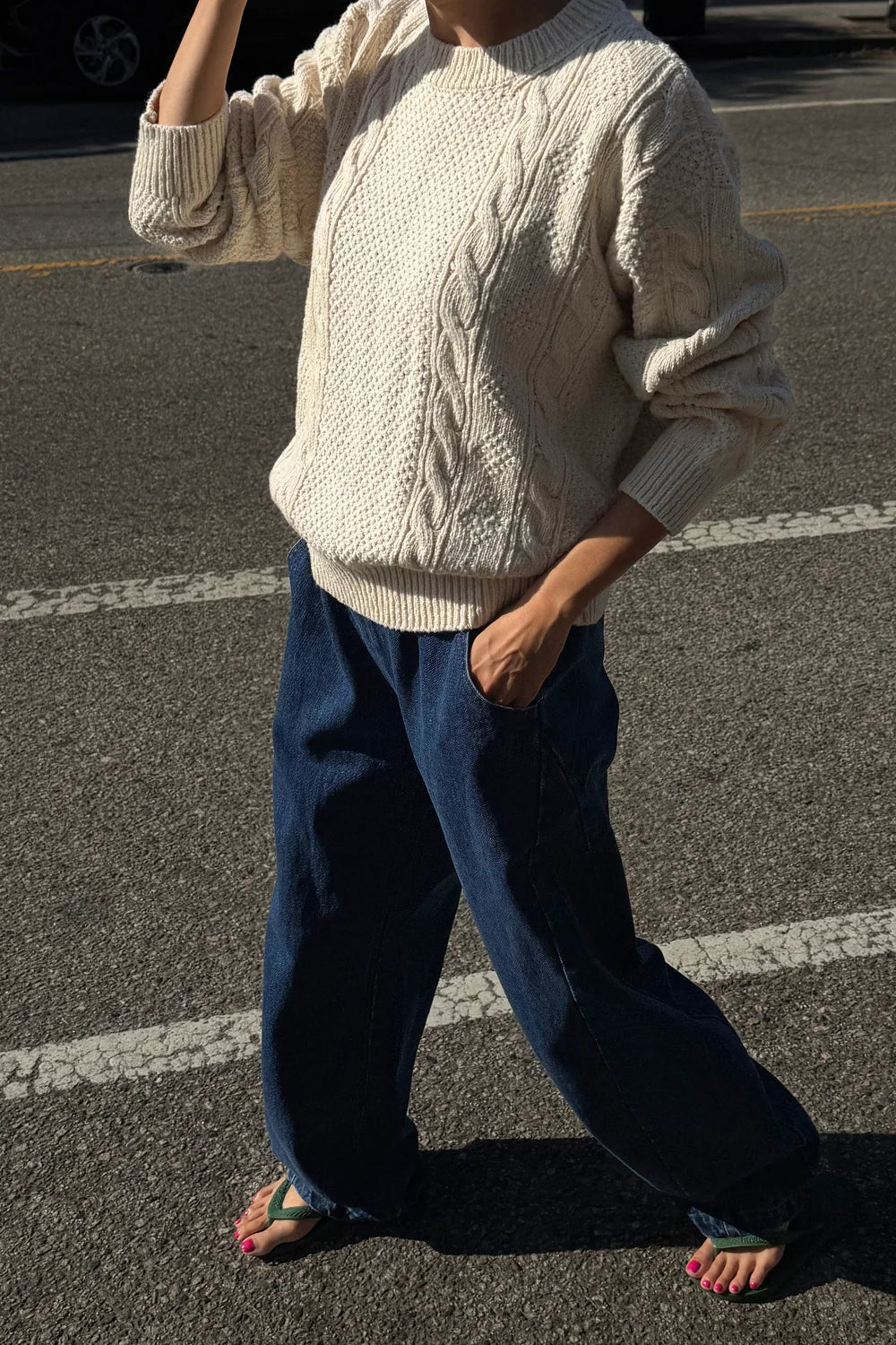 Cotton Fisherman Sweater — Naturel