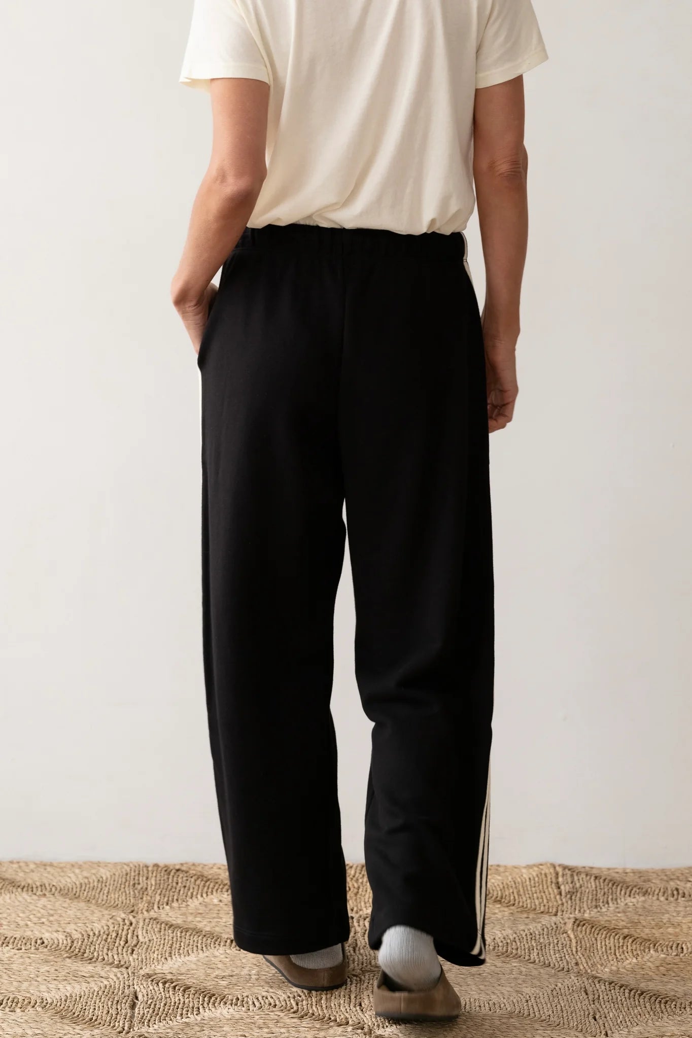 Eco Terry Stripe Crop Pant — Jet
