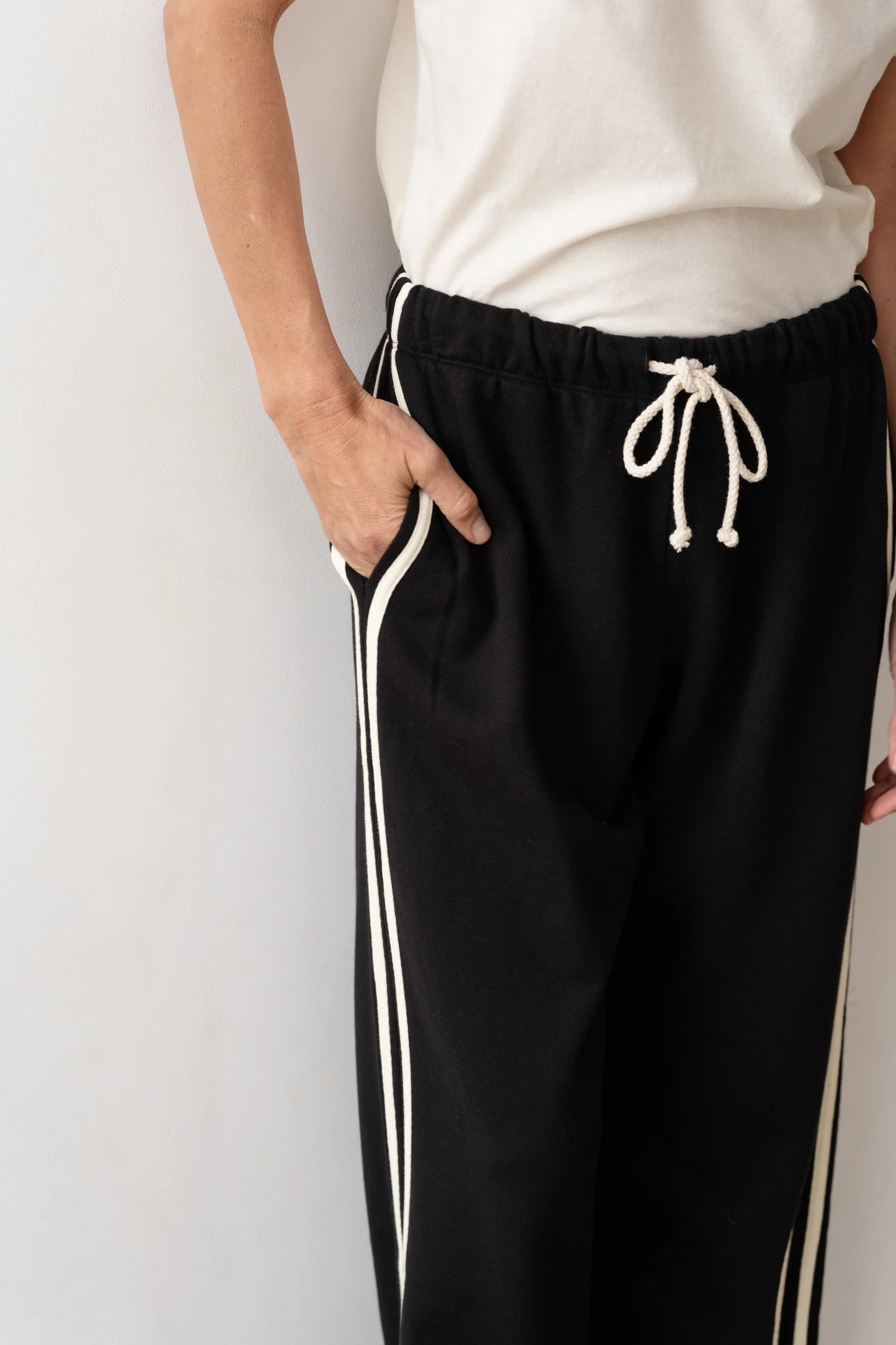 Eco Terry Stripe Crop Pant — Jet
