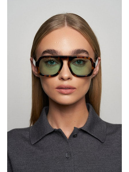 Jane Sunglasses - Dark Tortoise Olive Lens